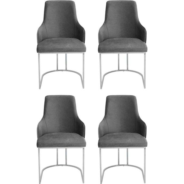 Set Di Sedie Grigie Sedie Per Sala Da Pranzo Sedute Di Lusso Mobili Da Cucina 4 Pezzi-image