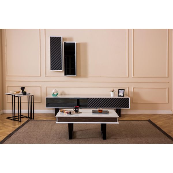 Set Soggiorno Moderno 6 Pezzi Porta Tv Design Armadio A Muro Legno Arredamento-image