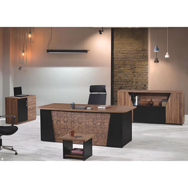 Scrivania Per Ufficio Set Di Scrivanie 4 Pezzi In Legno Per Ufficio Marrone-image