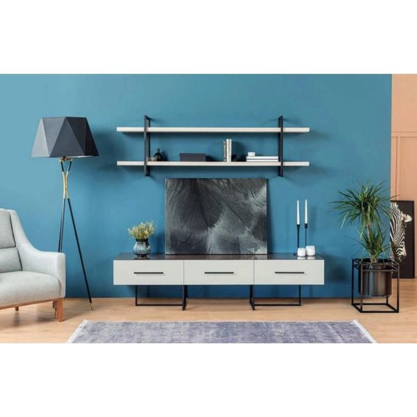 Parete Attrezzata Di Design Mensola Porta Tv Mensola Soggiorno Legno Arredamento-image