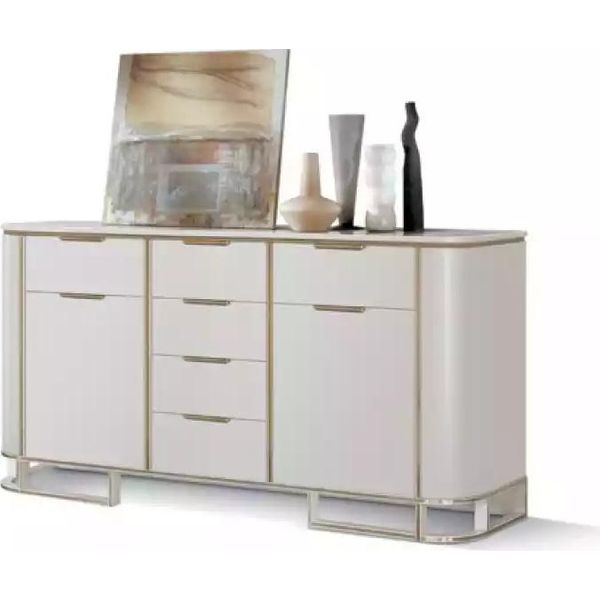 Credenza Legno Italiano Mobili Di Design Cassettiera Bianca Di Lusso Armadio Nuovo-image
