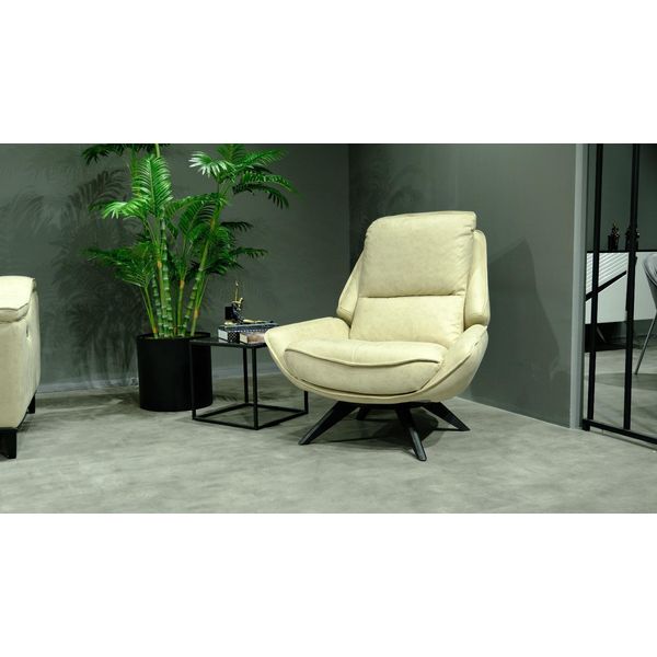 Poltrona In Pelle Beige Poltrona Da Salotto Poltrona Club Design Monoposto Mobili Di Pregio-image