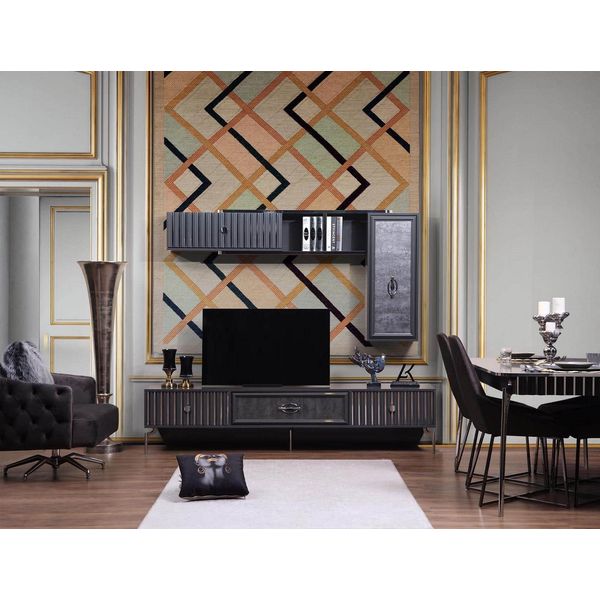 Parete Soggiorno Di Lusso Credenza Rtv Scaffale Pareti Armadio-image