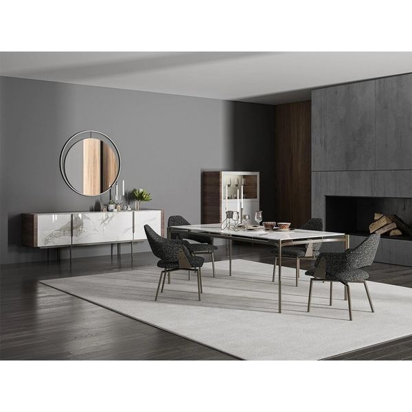 Set Sala Da Pranzo Di Lusso 8 Pezzi Mobili Tavolo Da Pranzo Sedie 4X Mobili In Legno Credenza-image