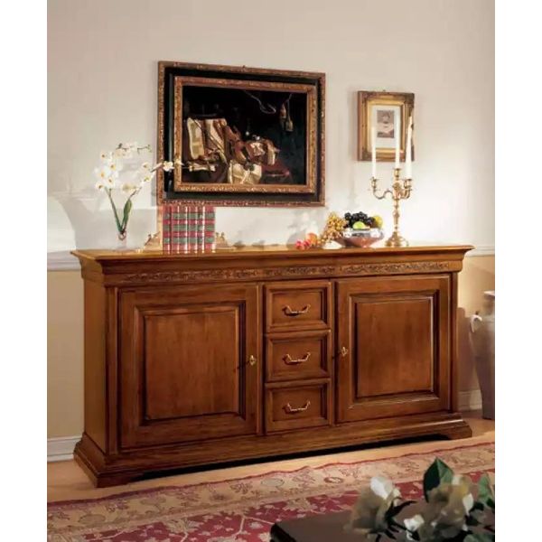 Cassettiera In Stile Classico Mobile Credenza Italiano Marrone Nuovo-image