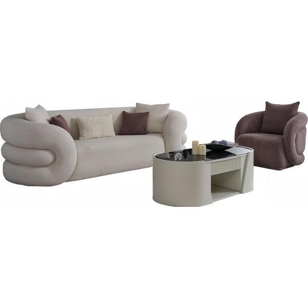 Set Di Divani Divano 3 Posti Poltrona Tre Posti Divano Bianco Grigio Rosa-image
