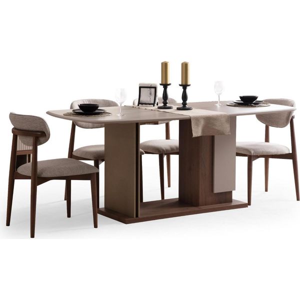 Set Completo Per Sala Da Pranzo Di Lusso Tavolo Da Pranzo Con 4X Sedie Nuovo Arredamento Moderno 5 Pezzi.-image