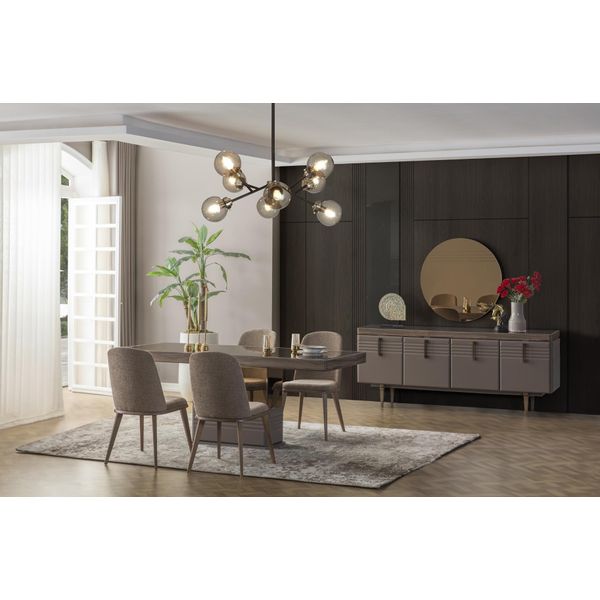 Set Da Pranzo Zona Pranzo Sala Da Pranzo Tavolo Da Pranzo Sedie Legno Grigio Set 9 Pezzi Moderno-image