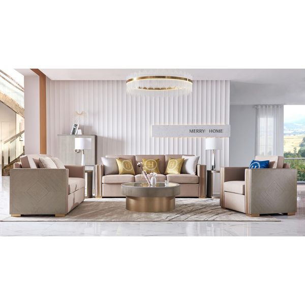 Arredamento Di Design Set Di Divani 3+2 Posti Divano Imbottito Set Di Divani In Pelle Nuovo-image