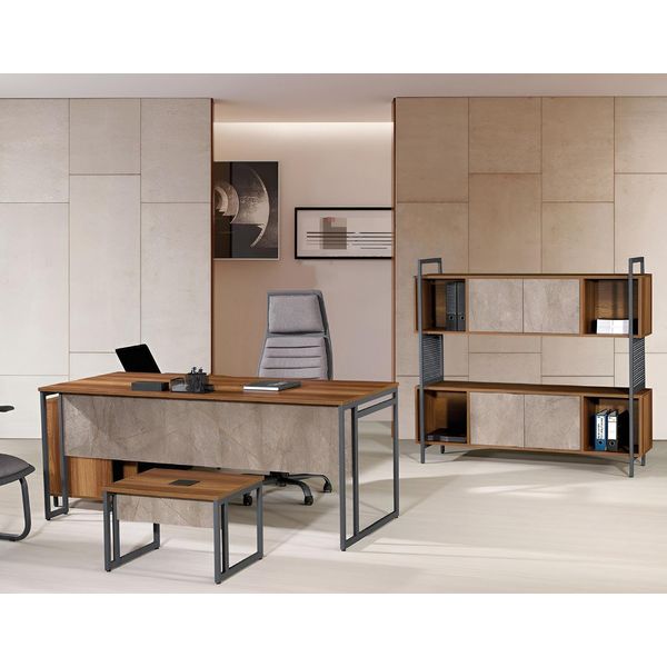 Scrivania Ad Angolo Set Completo Di Scrivanie Per Ufficio 3 Pezzi Mobili Da Ufficio In Legno Marrone-image