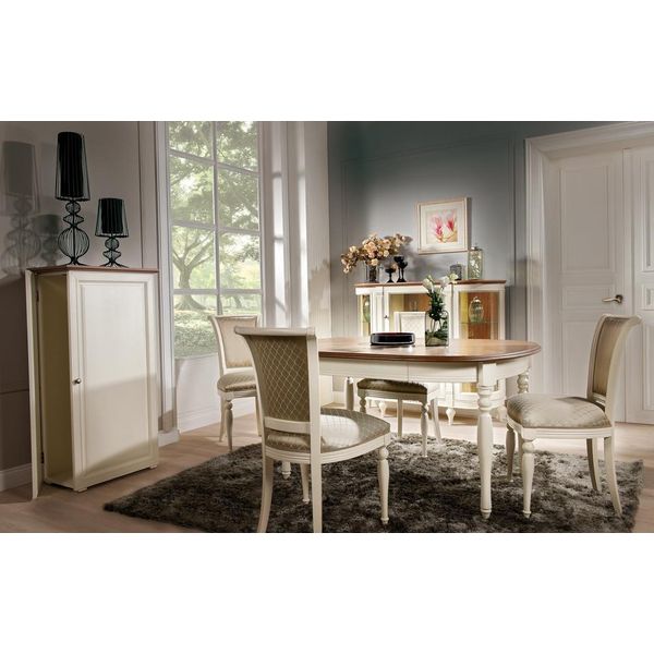 Sala Da Pranzo Completa Tavolo Da Pranzo Con 4 Sedie Set Da Pranzo Vetrinetta Mobili In Legno 6 Pezzi-image