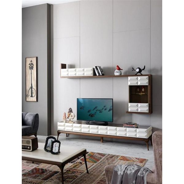 Parete Attrezzata Credenza Porta Tv Rtv Credenza A Muro Scaffale A Muro Bianco-image