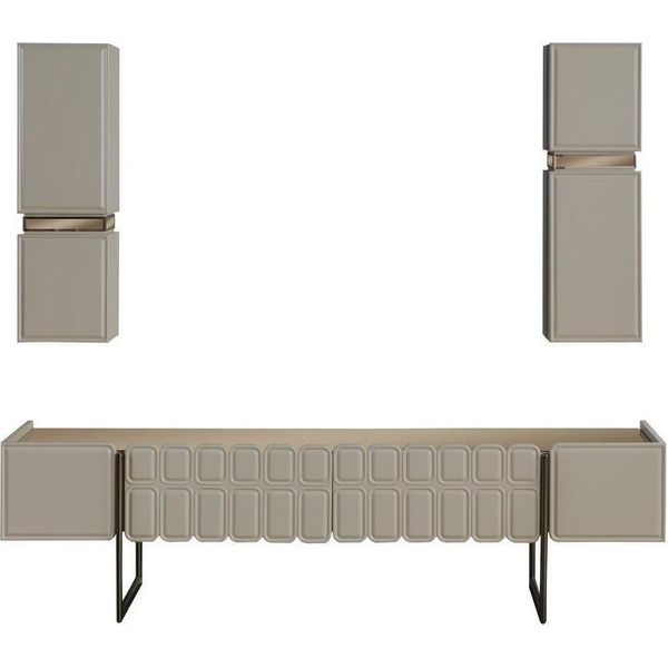 Soggiorno Moderno In Legno Mobili Di Design Mobile Tv X2 Mensole A Muro 3Pcs Set-image