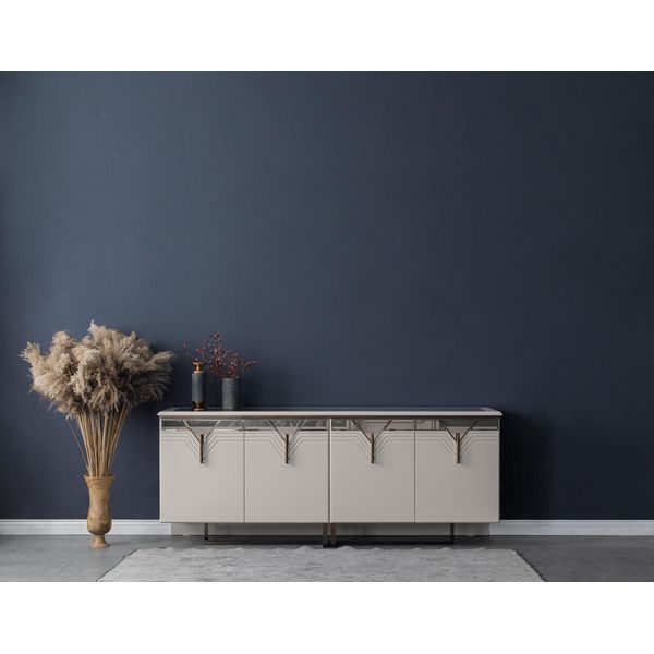 Credenza Credenza In Legno Cassettiera Mobile In Legno Bianco Moderno-image