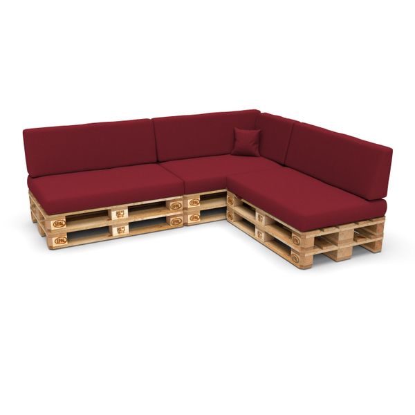 Pokar Cuscini Per Pallet Cuscini Per Pallet Sfoderabili Divano Per Pallet, Dimensioni:Set Di 8, Colore:Rosso Scuro-image