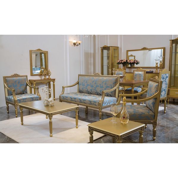 Set Di Divani Di Lusso 2+1+1 Posti Tavolino Tavolino Divano Poltrona Set 5 Pezzi.-image