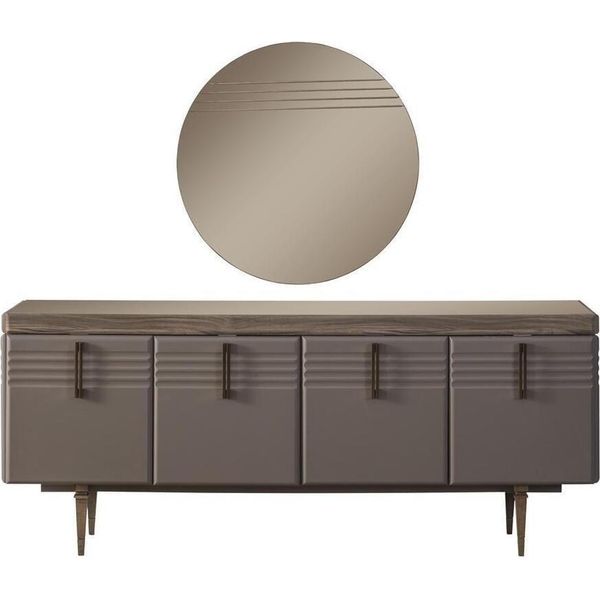 Credenza Credenza Grigio Mobile Specchio Cassettiera Cassettiera In Legno Set Cassettiera-image