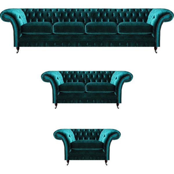 Set Di Divani Di Lusso A 3 Pezzi Chesterfield Arredamento Di Design Mobili Imbottiti-image