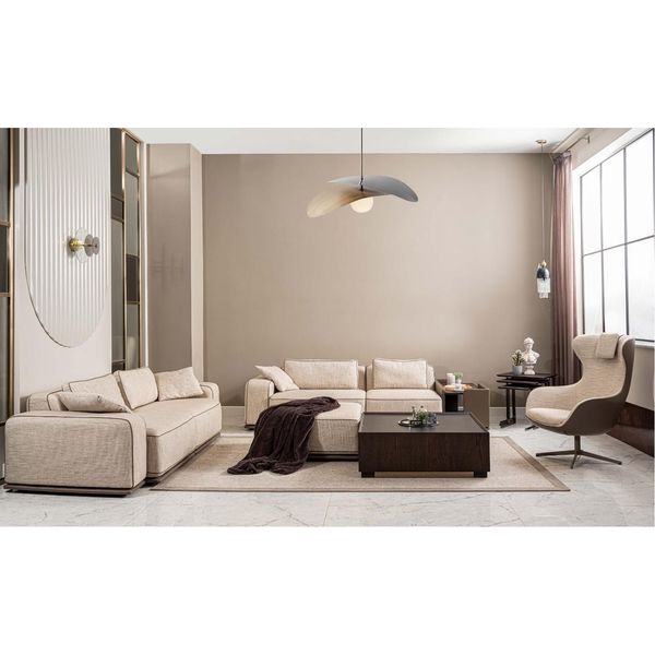 Set Di Divani Di Lusso A Tre Posti In Tessuto Divano Beige Divani Imbottiti Poltrone-image