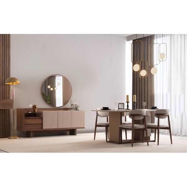 Set Per Sala Da Pranzo Dal Design Esclusivo Tavolo Da Pranzo + 4X Sedie + Credenza Nuovo-image