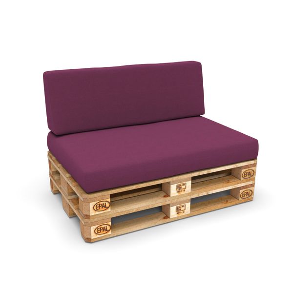Pokar Cuscini Per Pallet Cuscini Per Pallet Sfoderabili Divano Per Pallet, Dimensioni: Set Cuscino Seduta 120X80 + Cuscino Schienale 120X40, Colore: Viola-image