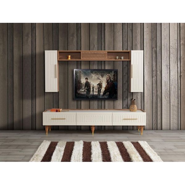 Parete Attrezzata Soggiorno Stile Moderno Mobili Di Lusso Pensili Mensola 3Pcs-image