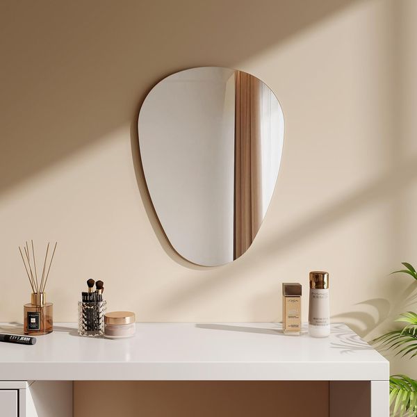 Emke Specchio Ovale Specchio Asimmetrico 45 X 60 Cm Specchio Da Bagno Specchio Asimmetrico Da Bagno Specchio Da Parete-image