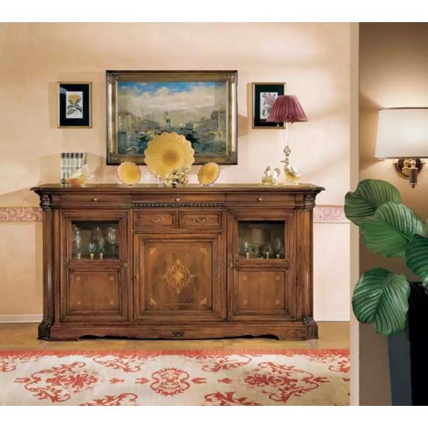 Credenza Soggiorno Cassettiera In Legno Marrone Nuovo-image