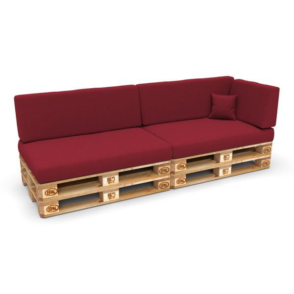 Pokar Cuscini Per Pallet Cuscini Per Pallet Sfoderabili Divano Per Pallet, Dimensioni:Set Di 6, Colore:Rosso Scuro-image