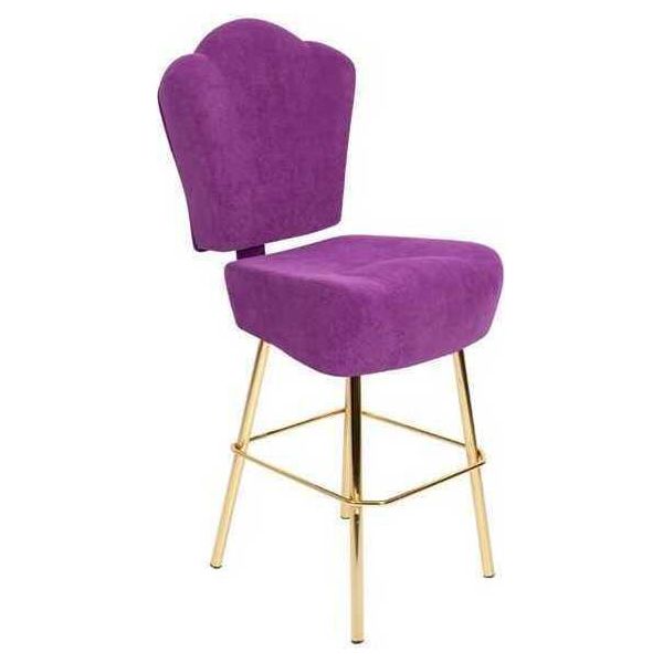 Sedia Moderna Viola Sgabello Da Bar Di Design Sgabello Tessile Elegante Sgabello D'arredo Di Lusso-image