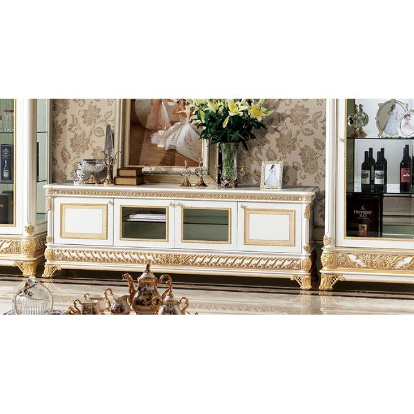 Credenza Tv Bassa Rtv Xxl Mobile Tavolo Soggiorno Legno Classico Barocco E62-image