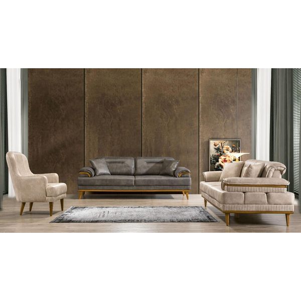 Set Di Divani Da Salotto Di Design Set Di Divani Di Lusso 3+3+1 Posti A 3 Pezzi-image