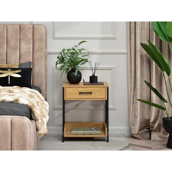 Comodino Felipe - Rovere / Nero-image