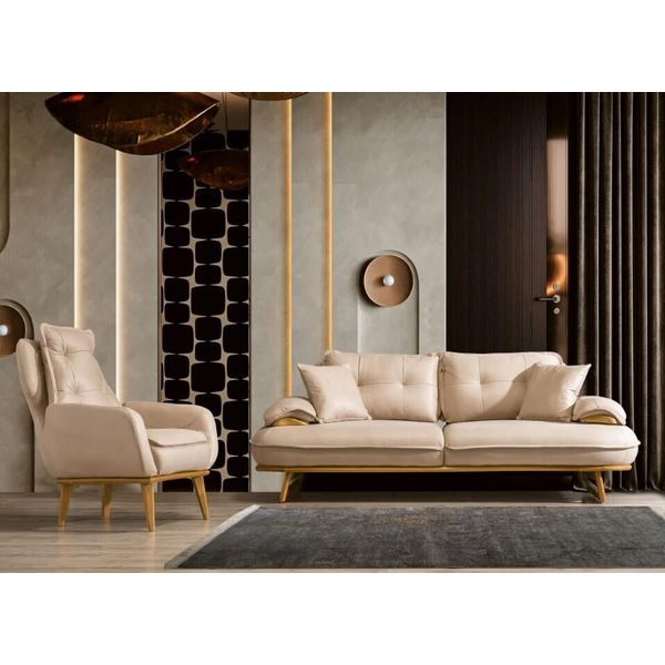 Set Di Divani Moderni Di Design A 3 Posti Poltrona Imbottita Di Lusso 3+1 Set-image