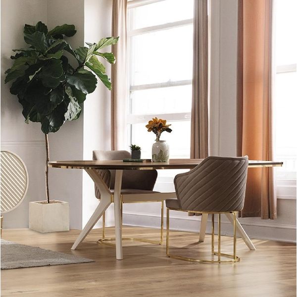 Set Da Pranzo Sala Da Pranzo Lusso Zona Pranzo Tavolo Sedie Marrone Set 5Pcs-image