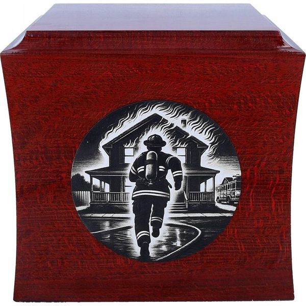 Esclusiva Urna In Legno Per Un Vigile Del Fuoco-image