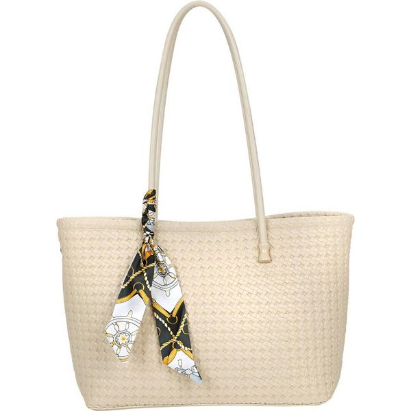 Gallantry, Borsa Da Donna Con Motivo A Trecce E Foulard, Giallo-Grigio-image