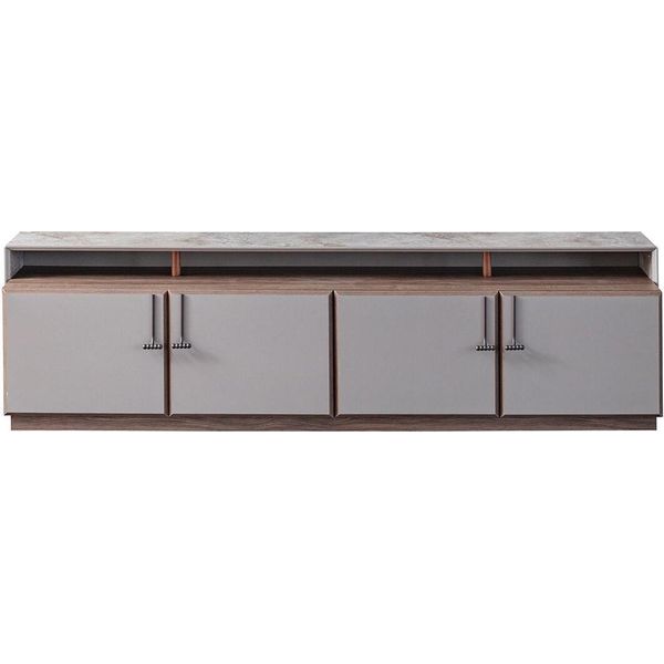 Credenza Porta-Tv Rtv Lowboard Grigio Mobile Tavolo Soggiorno Legno-image