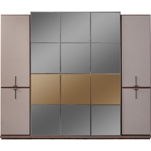 Armadio Armadio Di Design Armadio In Legno Con Specchio Grigio-image