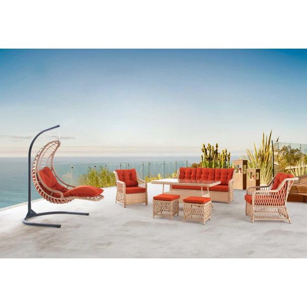 Set Di Divani Da Giardino Tavolo Sgabello Poltrona Veranda Gruppo Di Sedute 6 Pezzi.-image