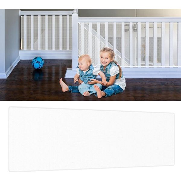 Jnglgo Rete Di Sicurezza Per Bambini, Rete Di Sicurezza Per Scale Per Balconi Per Bambini, 300Lx90H Cm Rete Di Sicurezza Per Scale Rialzata E Durevole Rete Di Protezione Per Bambini Animali Domestici, Bianca, Nera-image