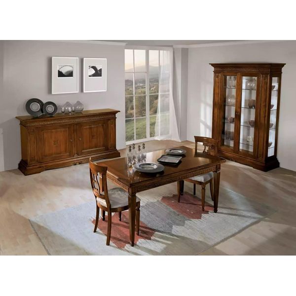 Set Di 7 Tavoli Da Pranzo Per Sala Da Pranzo 4X Sedie Vetrina Mobili In Legno Di Lusso-image