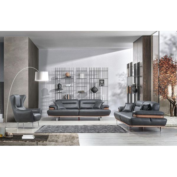 Set Da Soggiorno Di Design 3Pcs Tre Posti Divano Arredamento Moderno Poltrona-image