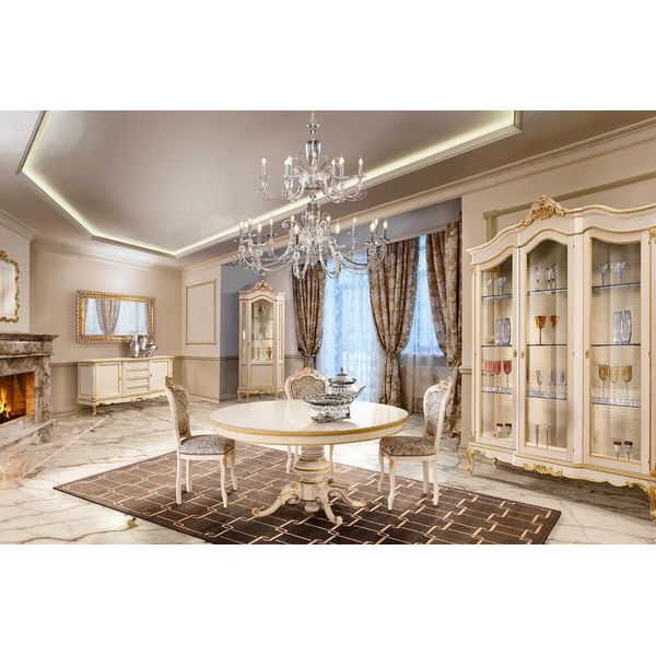 Set Sala Da Pranzo Di Design Mobili In Legno Credenza 4X Sedie Tavolo 9 Pezzi.-image