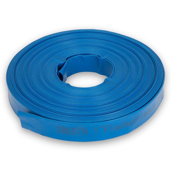 Eberth Tubo Flessibile Piatto Da 1" Per Pompe, Lunghezza 30 M, 1 Pollice, Diametro 25 Mm, Flessibile, Resistente In Pvc, Tubo Industriale"-image