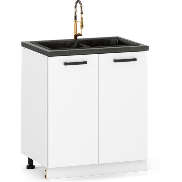 Mobile Da Cucina In Piedi Sotto Il Lavello, 80 Cm, Bianco Opaco-image