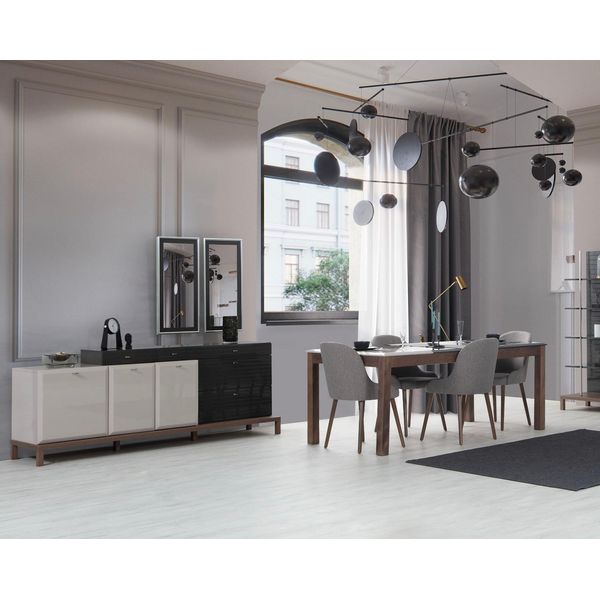 Mobili Esclusivi Per La Sala Da Pranzo Tavolo Da Pranzo In Legno Credenza Di Design Sedie Imbottite-image