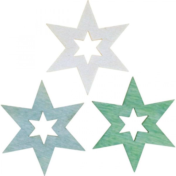 Stelle Di Legno Decorazione Natalizia Verde Artigianato 72 Pezzi-image
