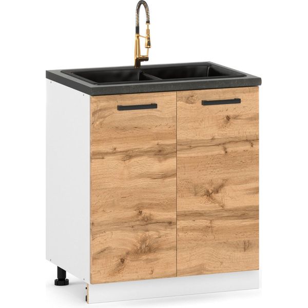 Mobile Da Cucina In Piedi Sotto Il Lavello 80Cm Rovere Wotan-image