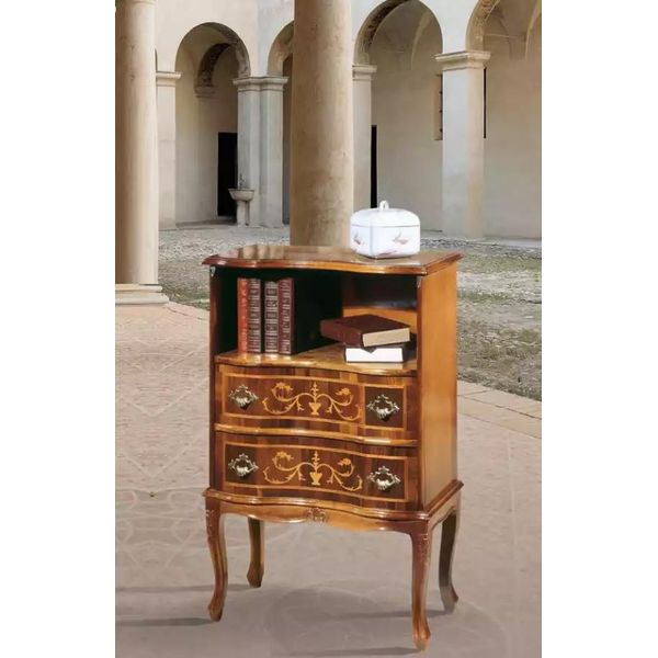 Cassettiera Classica Marrone 2 Cassetti Mobili Di Lusso In Legno Soggiorno Nuovo-image